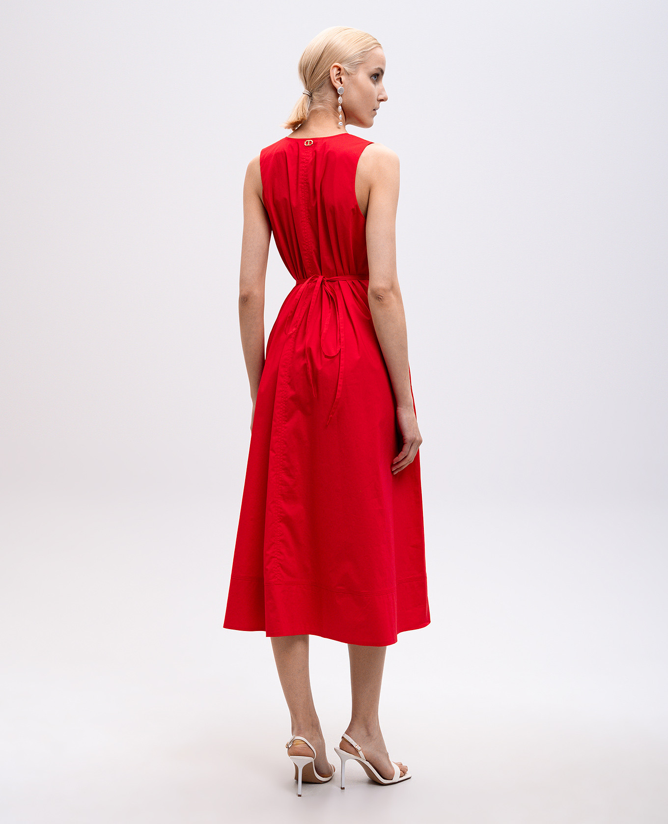 

Red midi dress with logo Twinset