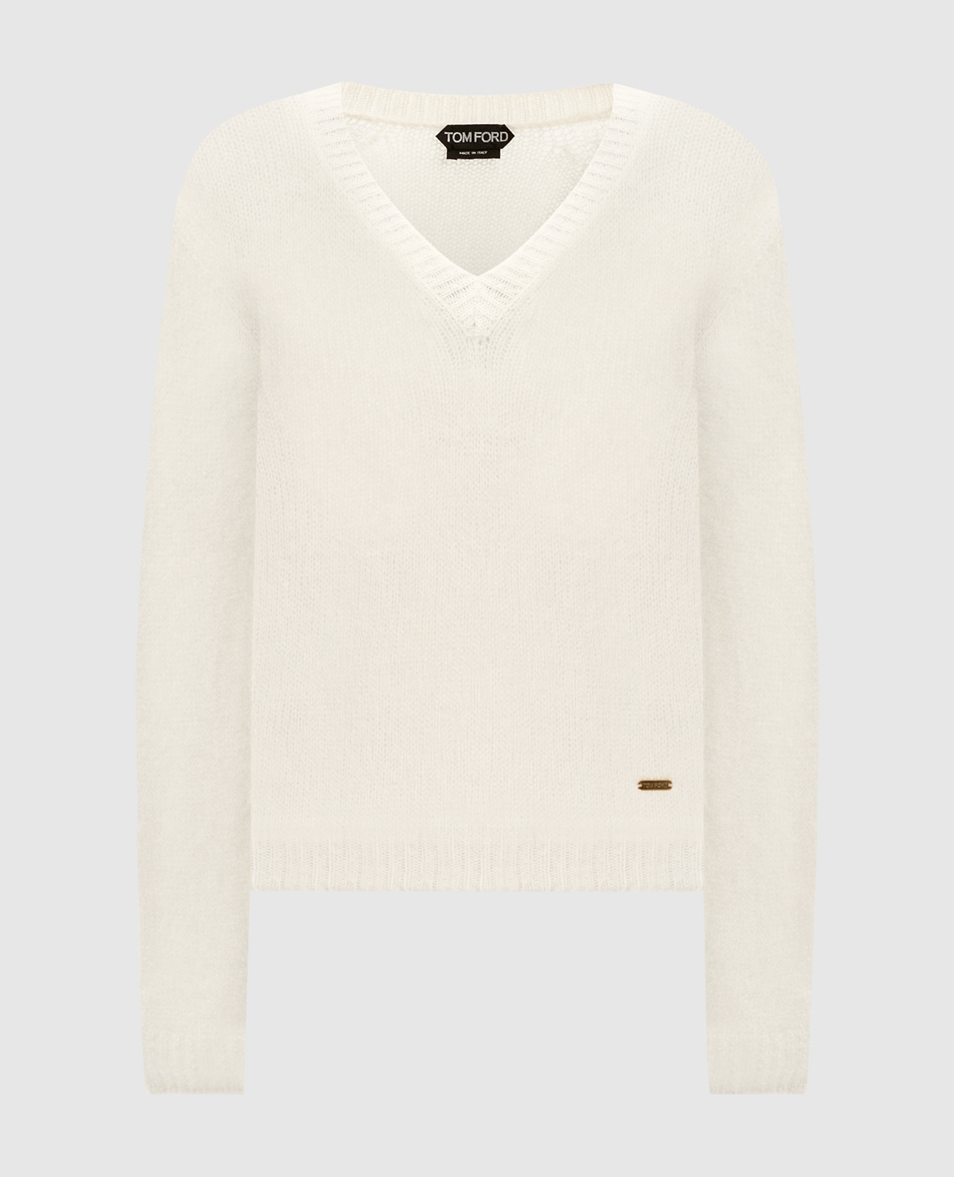 

White cashmere and silk pullover with metallic logo Tom Ford, Белый