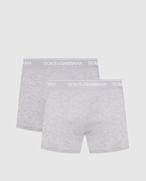Dolce&Gabbana Set of gray melange boxer briefs with logo M9C07JONN95