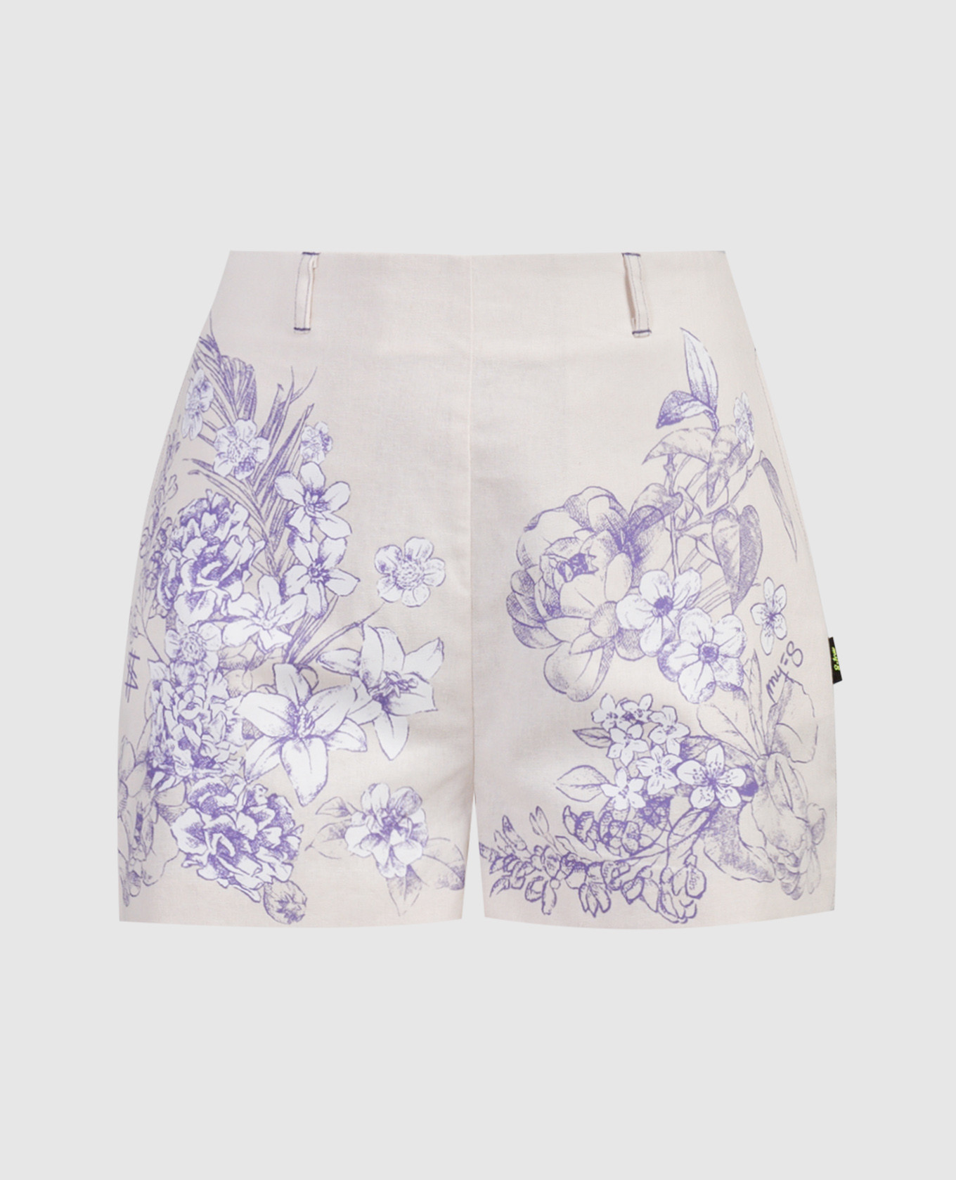 Beige shorts with linen in a floral print twinset actitude