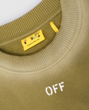 Off-White Children's green sweatshirt with Off logo print OBBA001F24FLE001