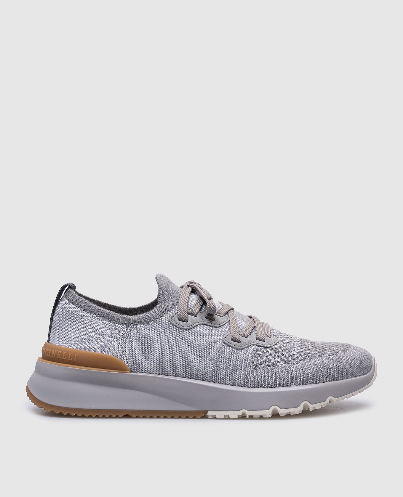 Grey sneakers with logo in a degraded effect Brunello Cucinelli
