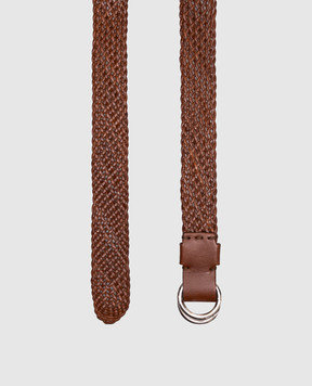 Brunello Cucinelli Brown leather belt with weaving MAUFN267