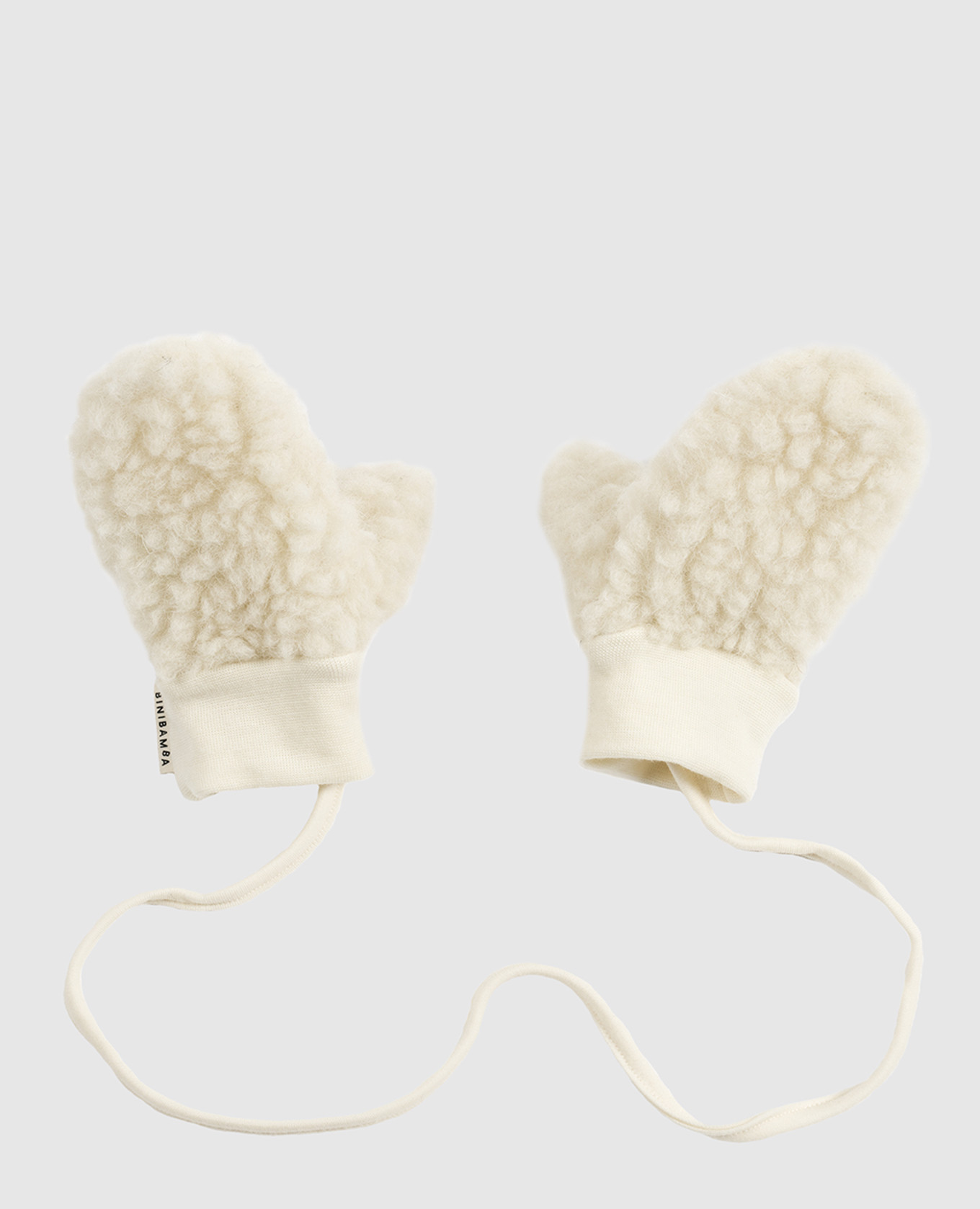 

Children' white merino wool gloves with logo Binibamba