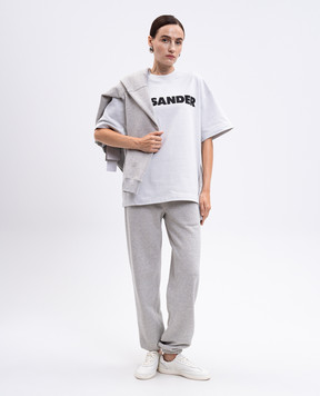 Jil Sander Grey T-shirt with logo print J53GC0009J45148