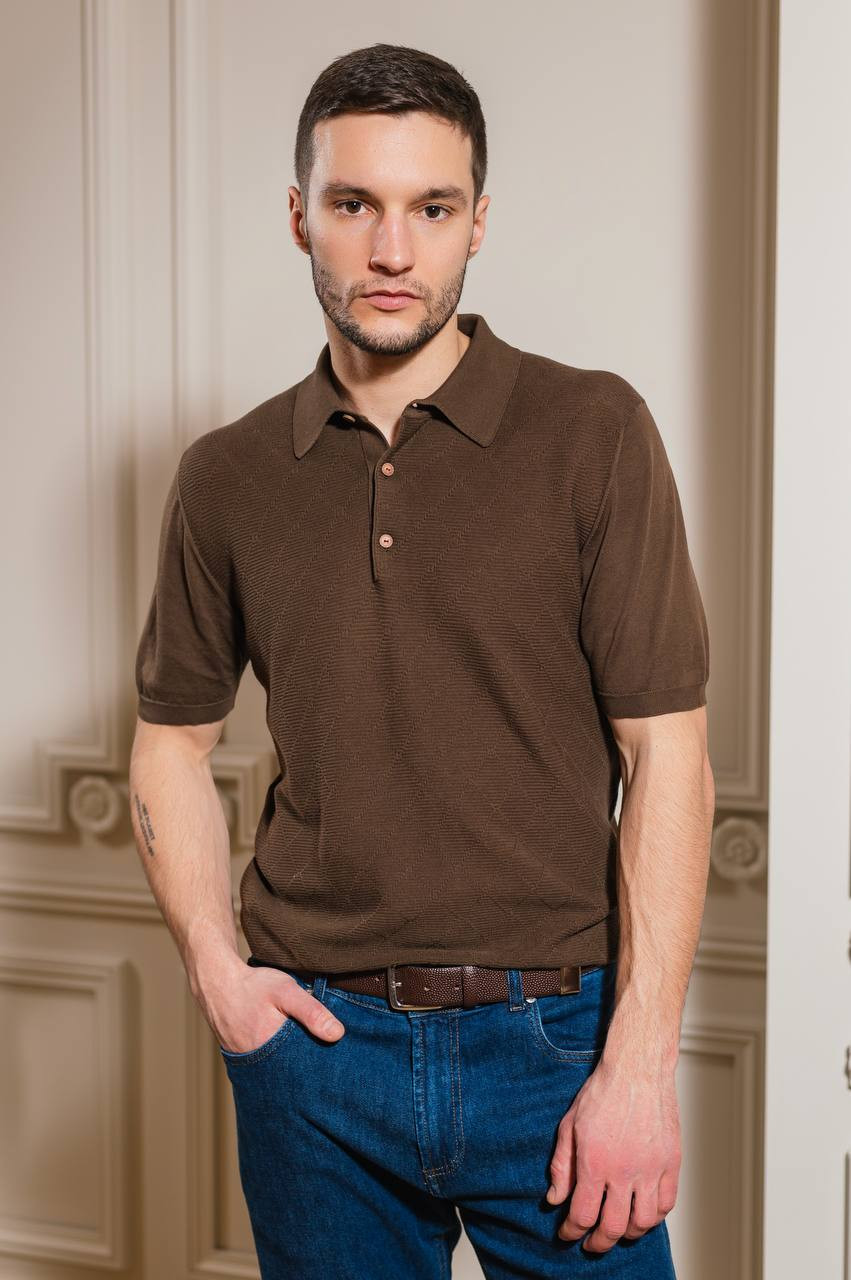 

Khaki polo shirt with pattern Kiton