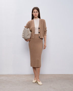 Peserico Beige skirt with wool, silk and cashmere with lurex S95021F0709095