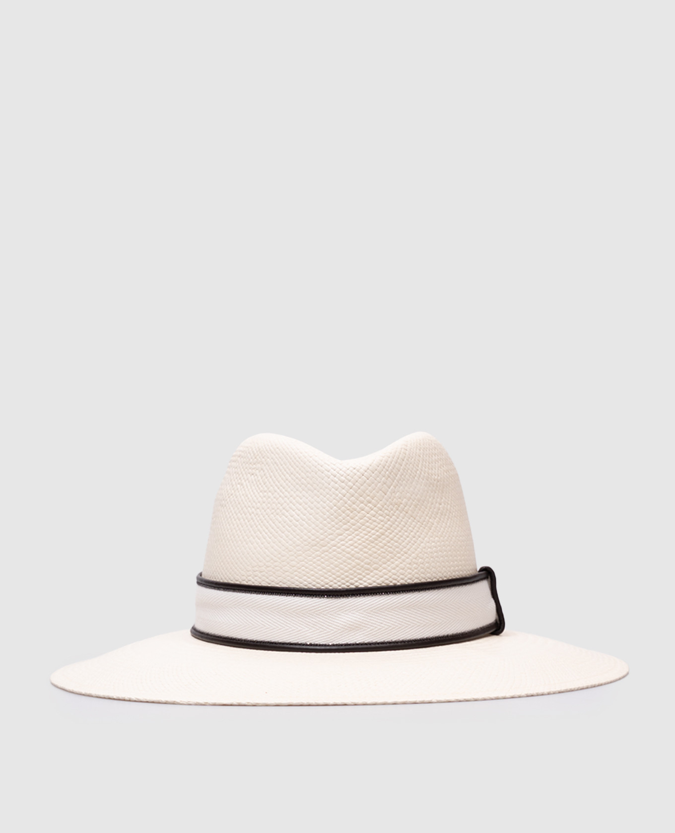 

White straw fedora hat with monil chain Brunello Cucinelli