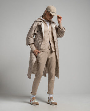 Brunello Cucinelli Beige sweatpants with silk and monil chain MD828SB899