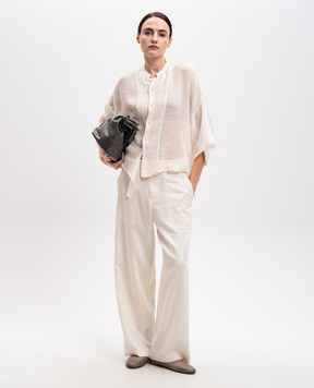 Y`S Yamamoto White pants with linen YTP03229