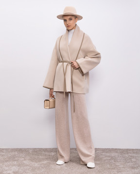 Yves Salomon Beige wool and cashmere puffer coat 25EYV02075CATL
