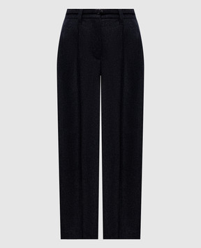 Brunello Cucinelli Gray wool pants with monil chain M038PP9052