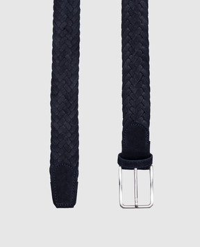 Canali Blue suede belt with weaving KB0044050C