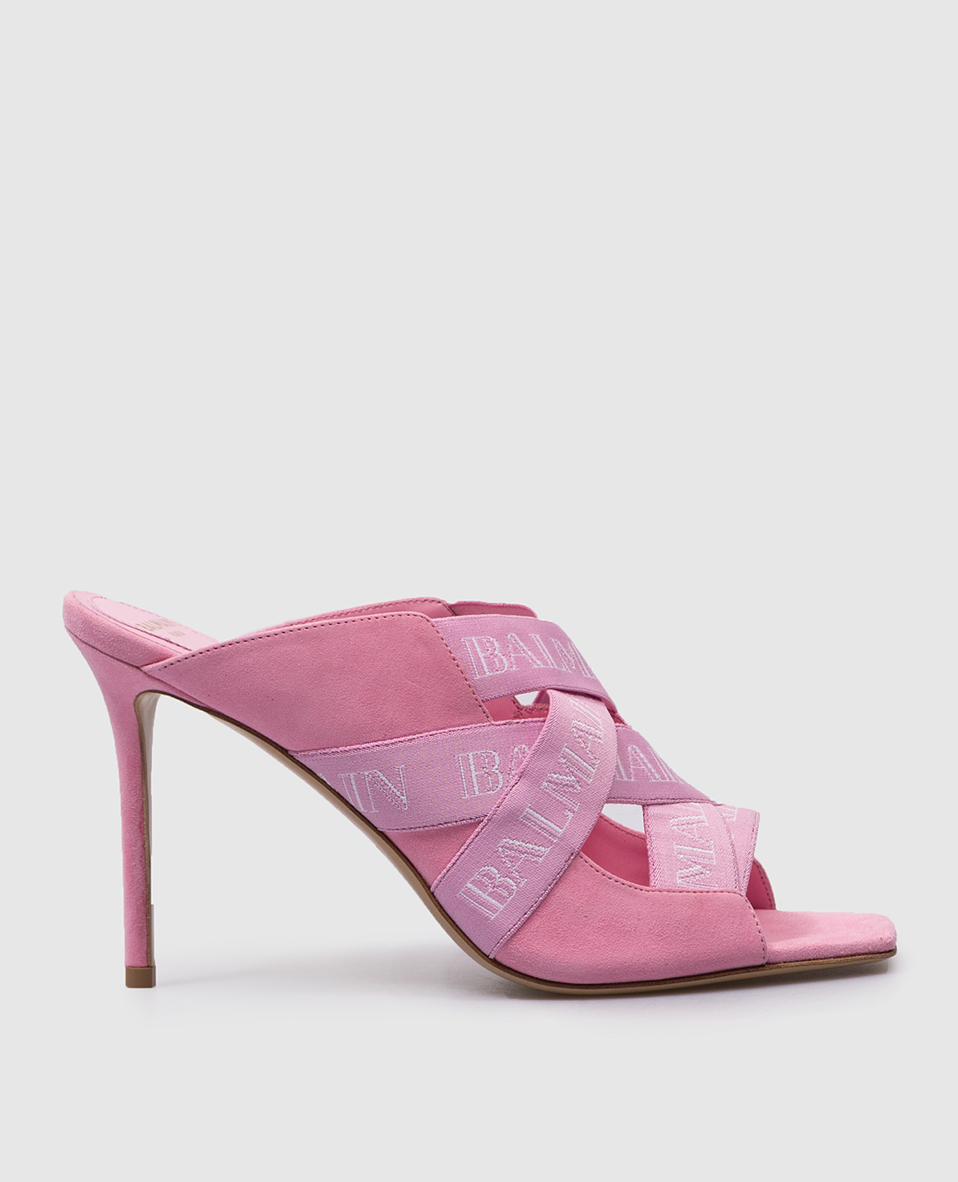 Pink combo mules with logo balmain