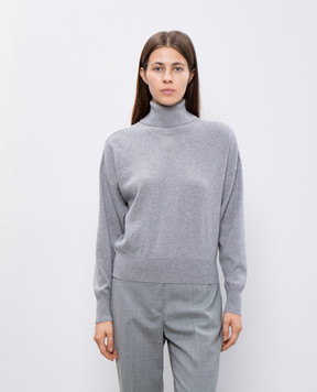 Peserico Gray wool, silk and cashmere sweater with monil chain S99609F1209018