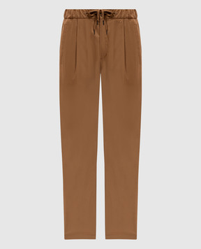 Herno Brown pants with metal plate with engraved logo PT000010U13164Z