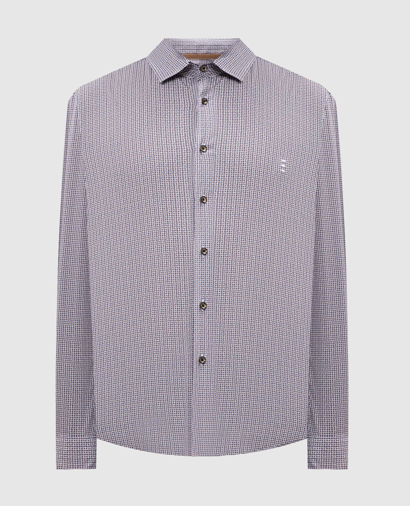 Blue checked shirt with emblem embroidery florentino