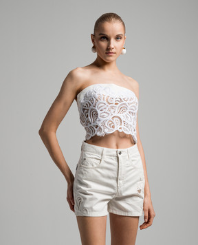 Ermanno Scervino White top with lace D442L326BXI