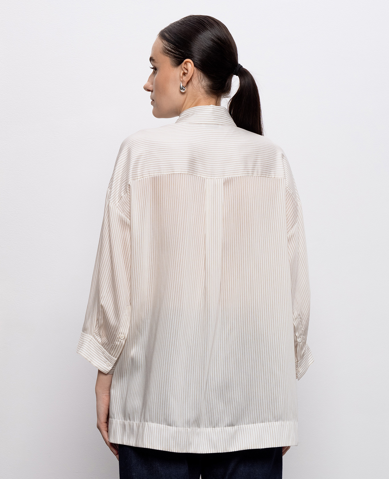 Beige striped shirt with silk Peserico 4