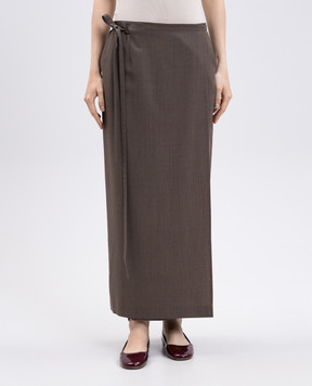 The Row Toreva khaki wool and silk pleated skirt 9061W3829