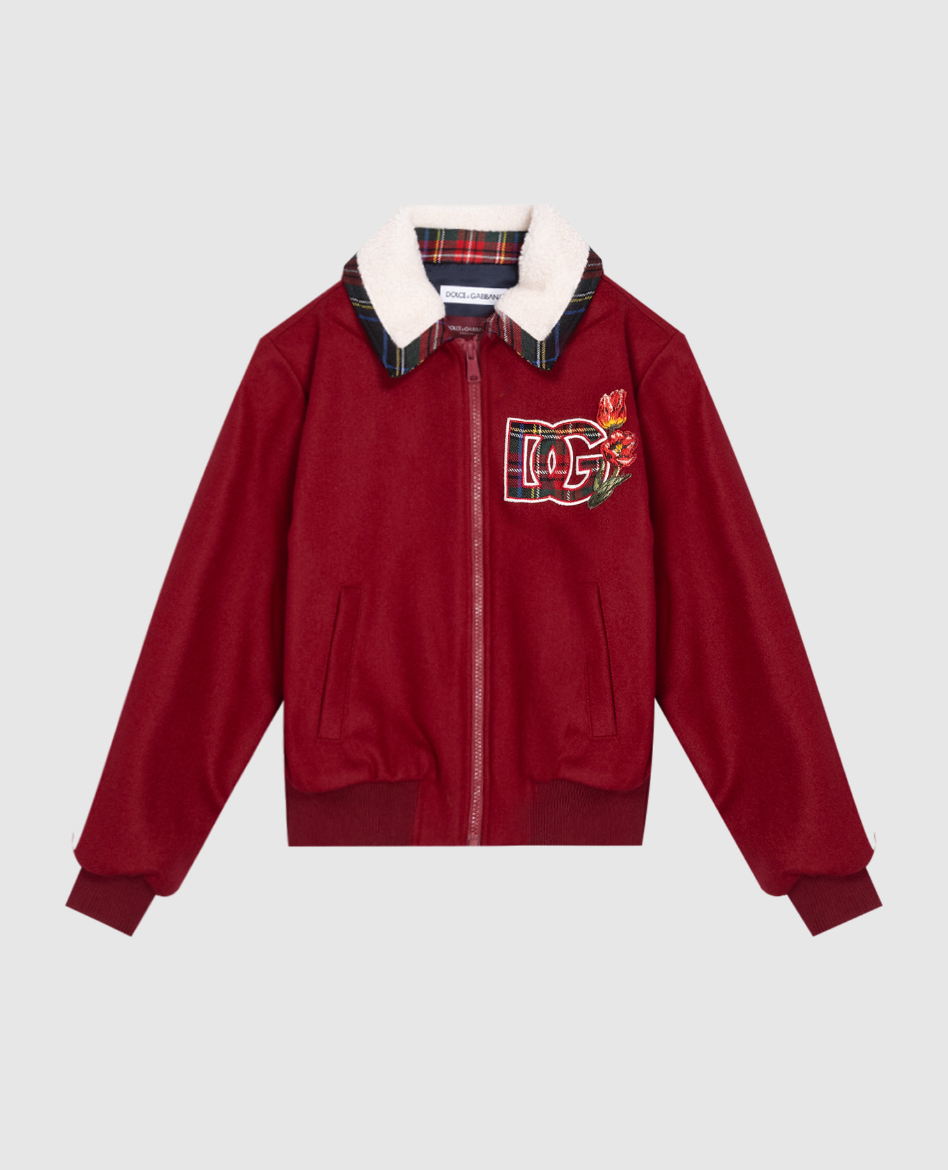 Children's burgundy jacket with wool and appliqué dolce&gabbana