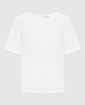 Peserico White silk top with monil chain S0676007325