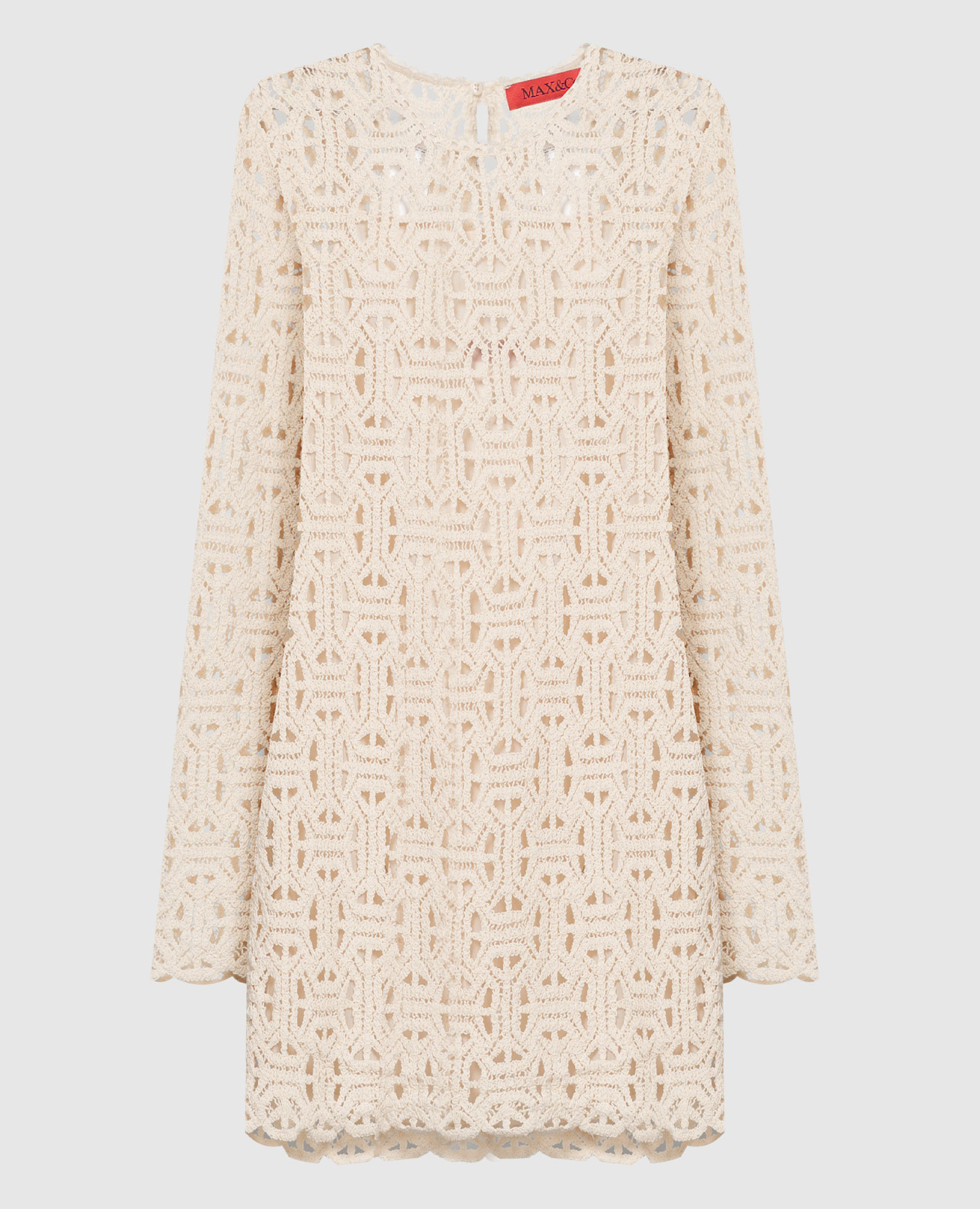 

Beige PERIM mini dress with macrame embroidery Max & Co, Бежевый