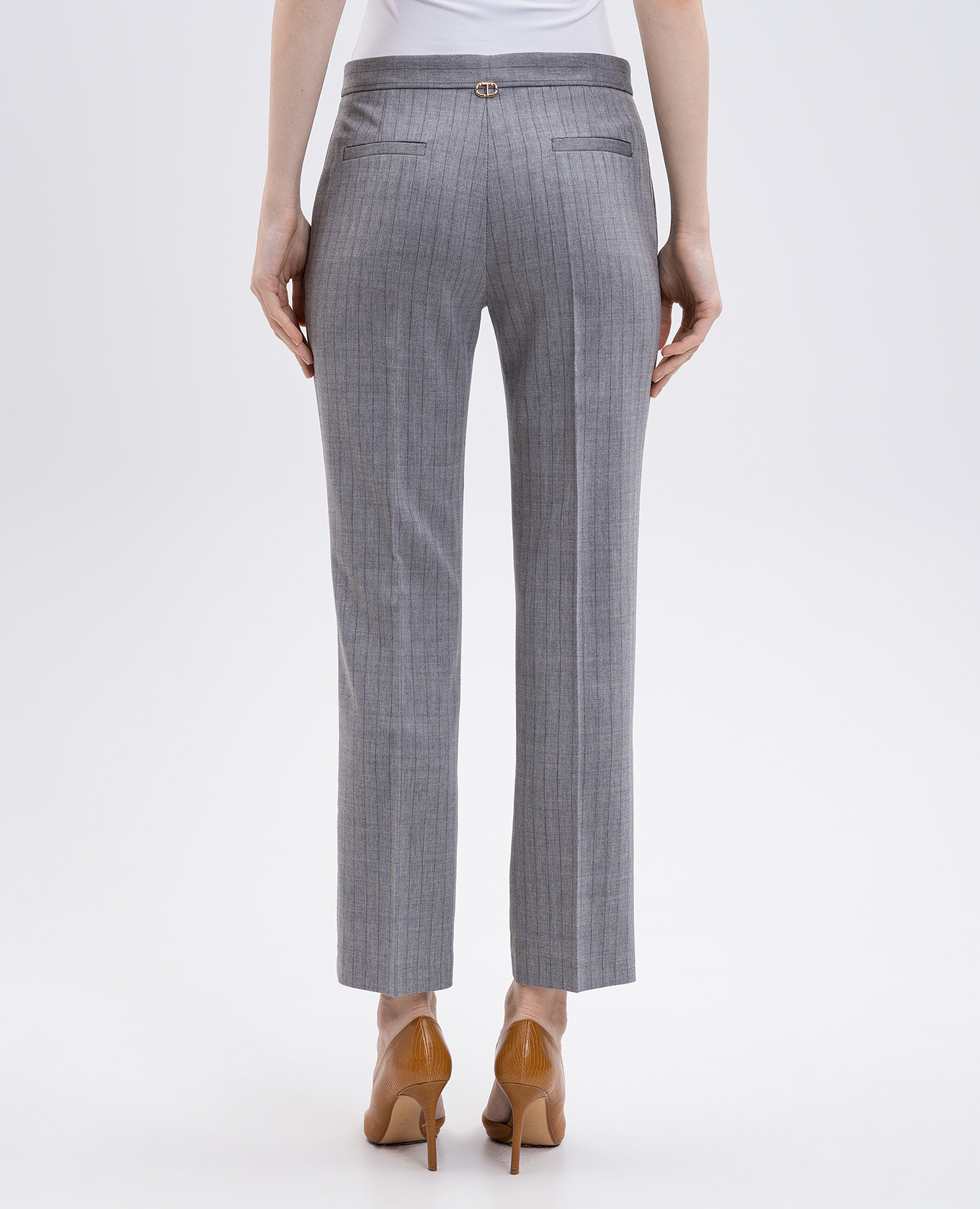 Grey wool trousers with logo pattern Twinset 4