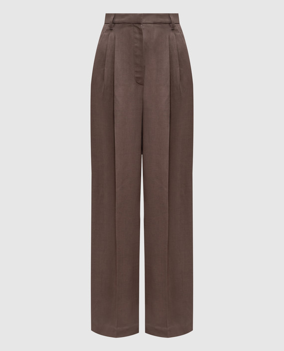 パンツ BRUNELLO CUCINELLI Linen trousers Brown MH126P7197 BRUNELLO CUCINELLI: Pants woman - Brown | Brunello Cucinelli