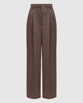 Brunello Cucinelli Brown linen pants with monil chain MH126P8669