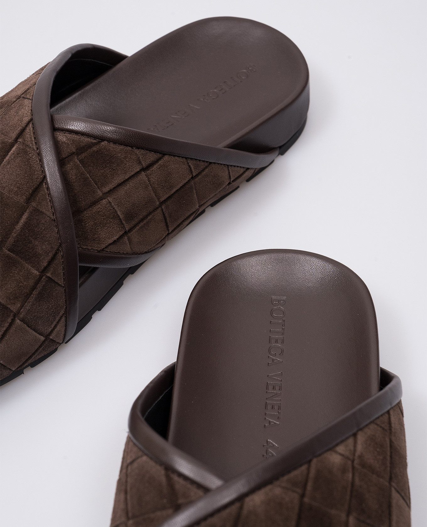 Tarik Brown Weave Suede Flip Flops Bottega Veneta 5