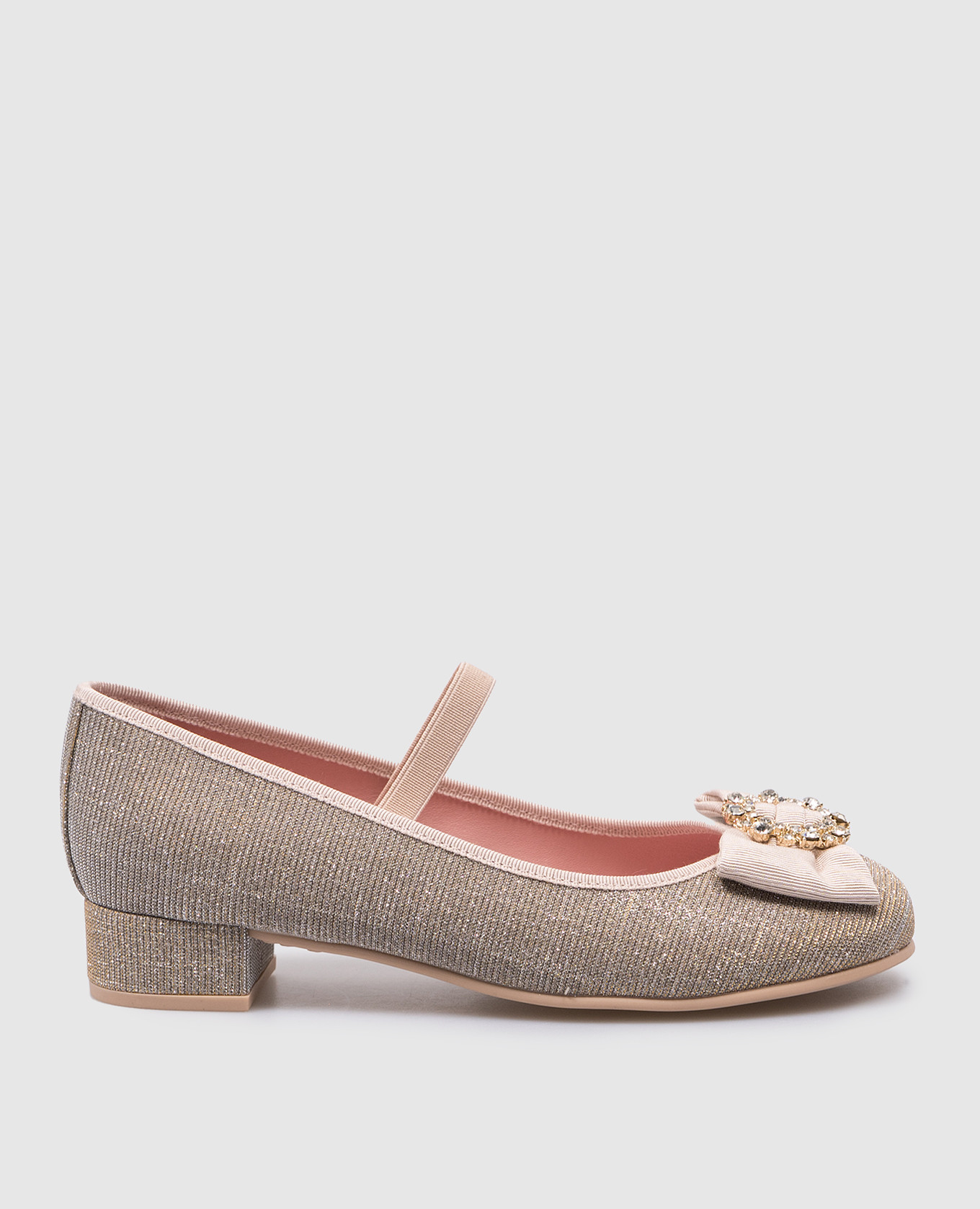 Emma children's silver lurex shoes with crystals pretty ballerinas