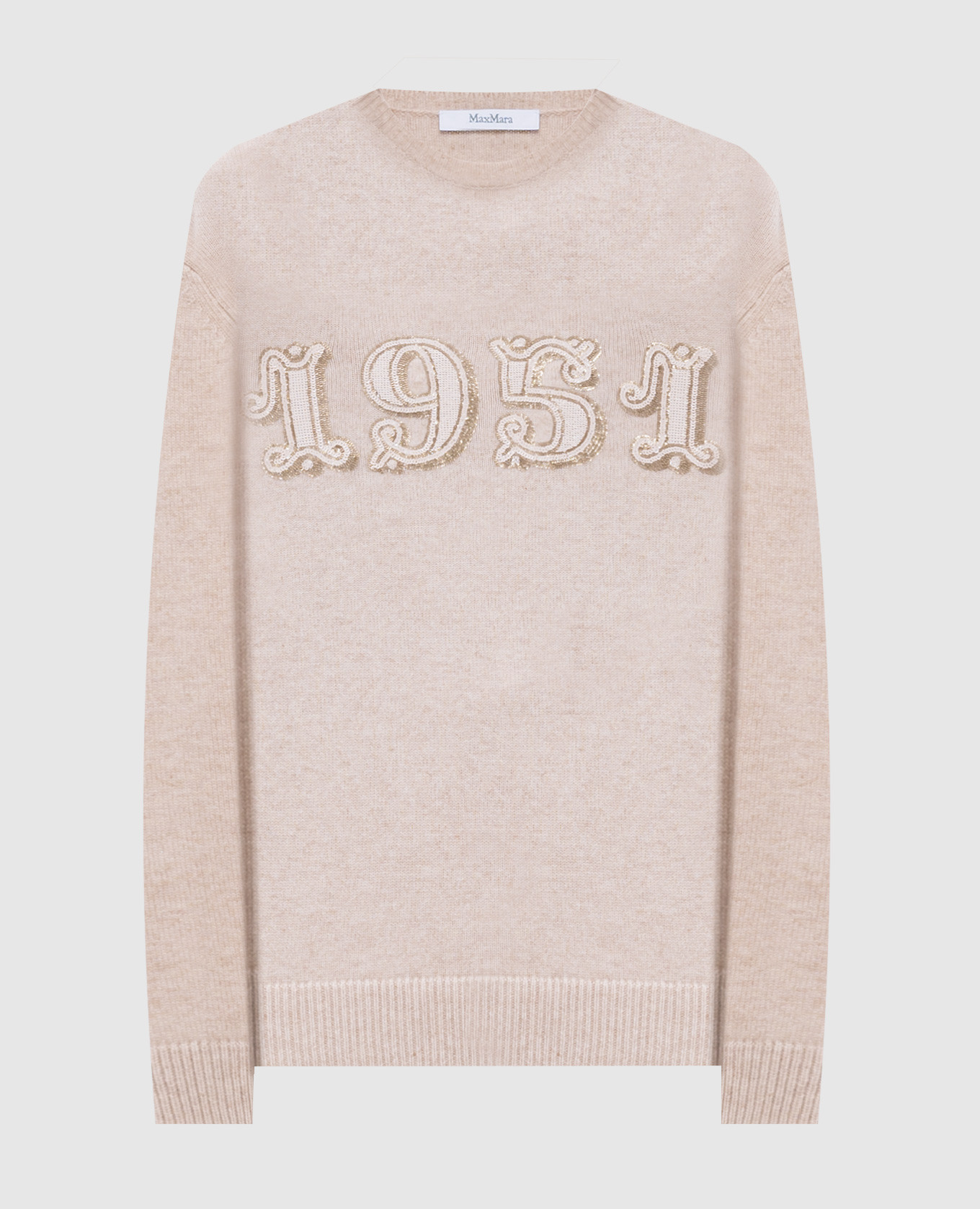 

Beige sweater PLATA made of wool and cashmere with sequins Max Mara