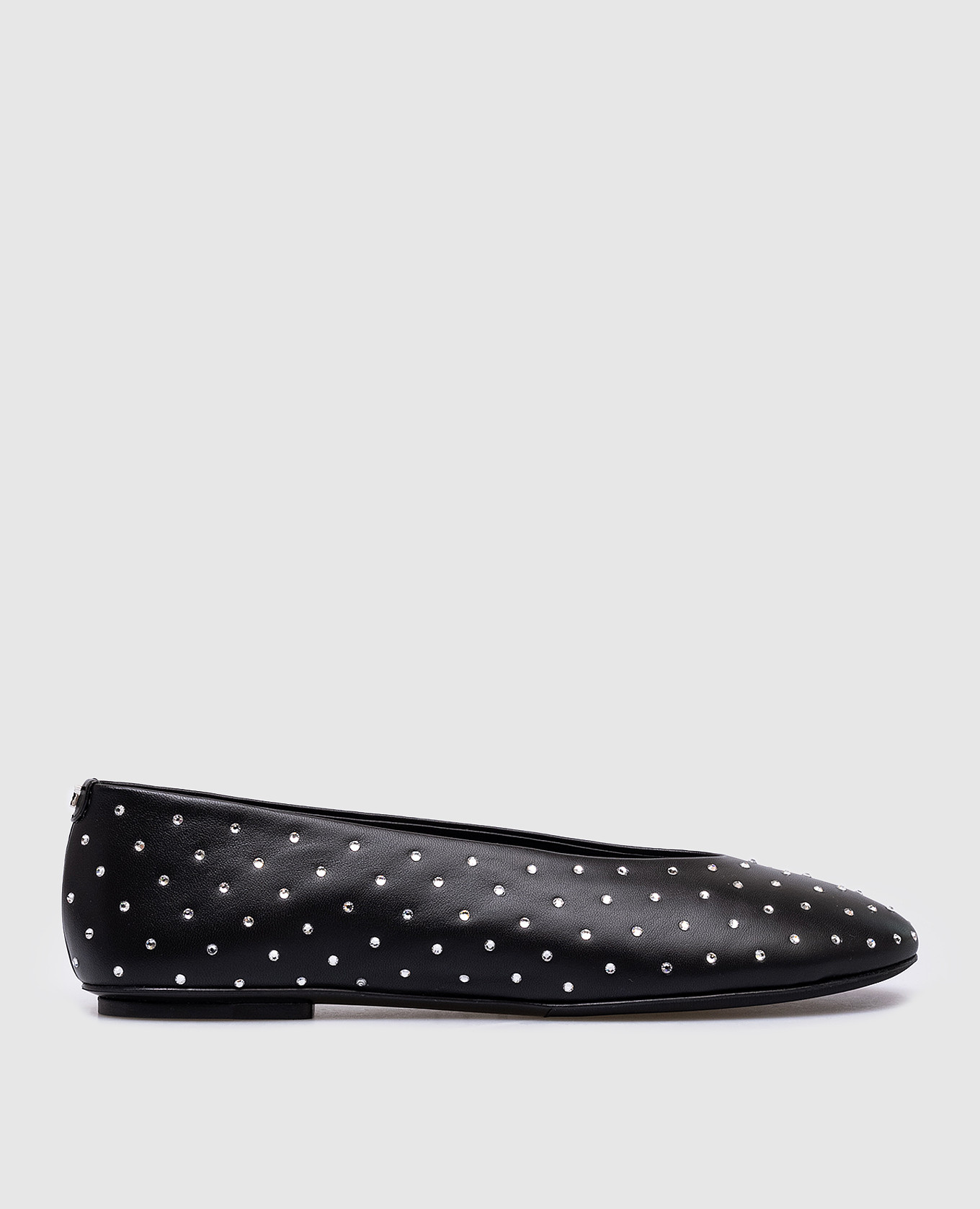 Arc black leather ballet flats with crystals sergio rossi