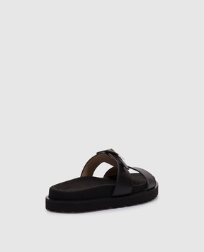 Sergio Rossi Nora black leather flip-flops B12010MMVT06