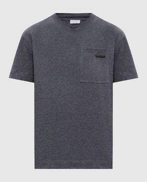 Brunello Cucinelli Grey melange T-shirt with monil chain MPT81EC710