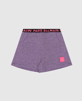 Balmain Children's purple shorts with lurex BU6C69U01381214