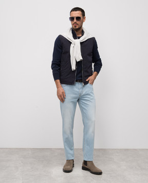 Brunello Cucinelli Blue sweater with logo embroidery M29805800P