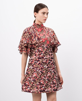 Giamba Burgundy dress with silk in a floral pattern SG5170