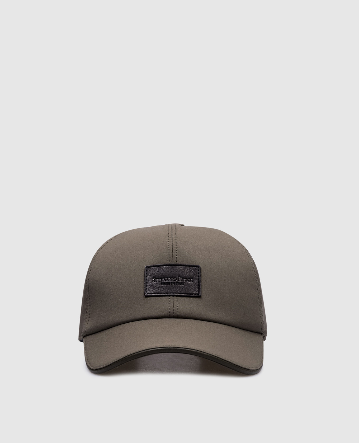 

Khaki cap with leather patch Stefano Ricci