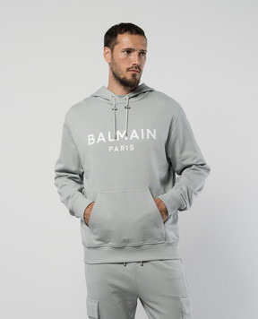 Balmain Gray hoodie with logo print DH1JR002BB65