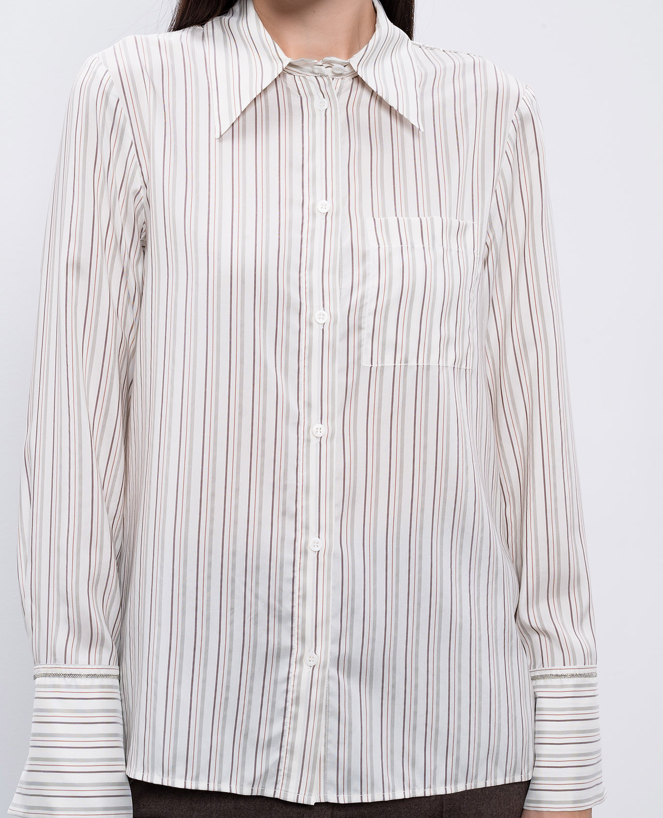 White striped silk blouse Peserico 5