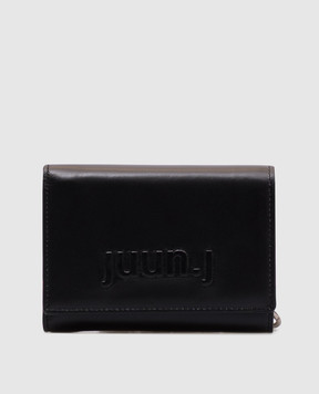 Juun.j Black leather wallet with textured logo JC518ZP025