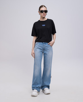 Off-White Blue flared jeans with logo patch OWYA062S25DEN001