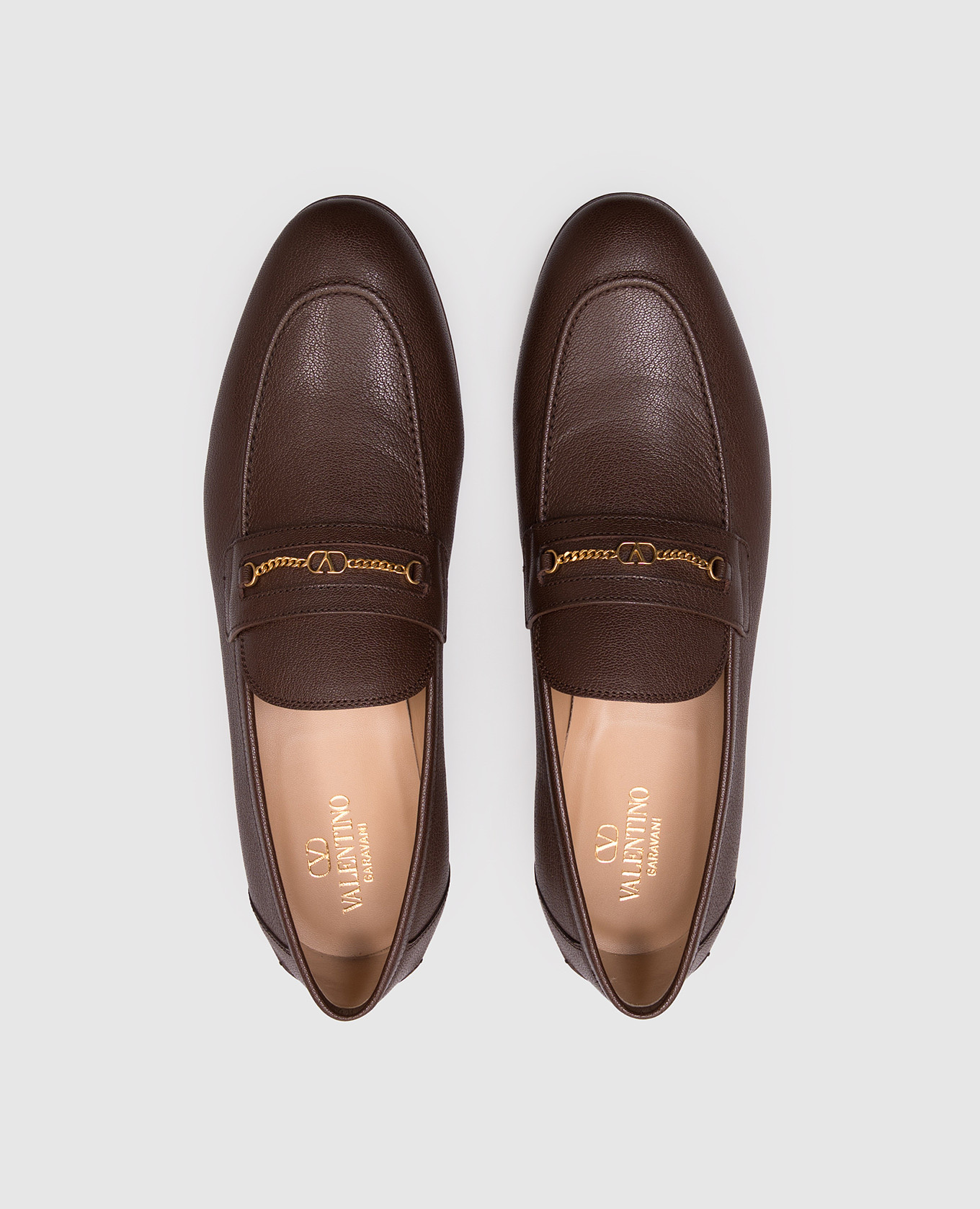 Brown leather loafers with VLogo Signature emblem Valentino 4