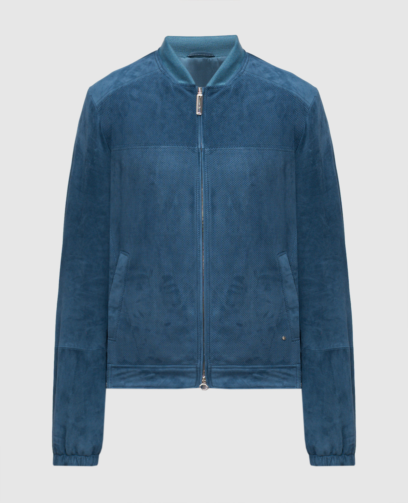 

Blue suede jacket with perforations Stefano Ricci