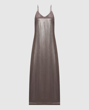 Peserico Brown dress with monil chain E0248807004