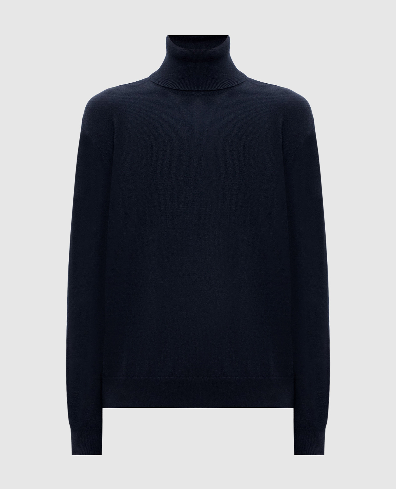 Blue cashmere turtleneck with monil chain Brunello Cucinelli