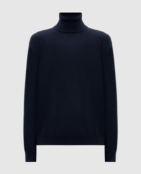 Brunello Cucinelli Blue cashmere turtleneck with monil chain M12150103P