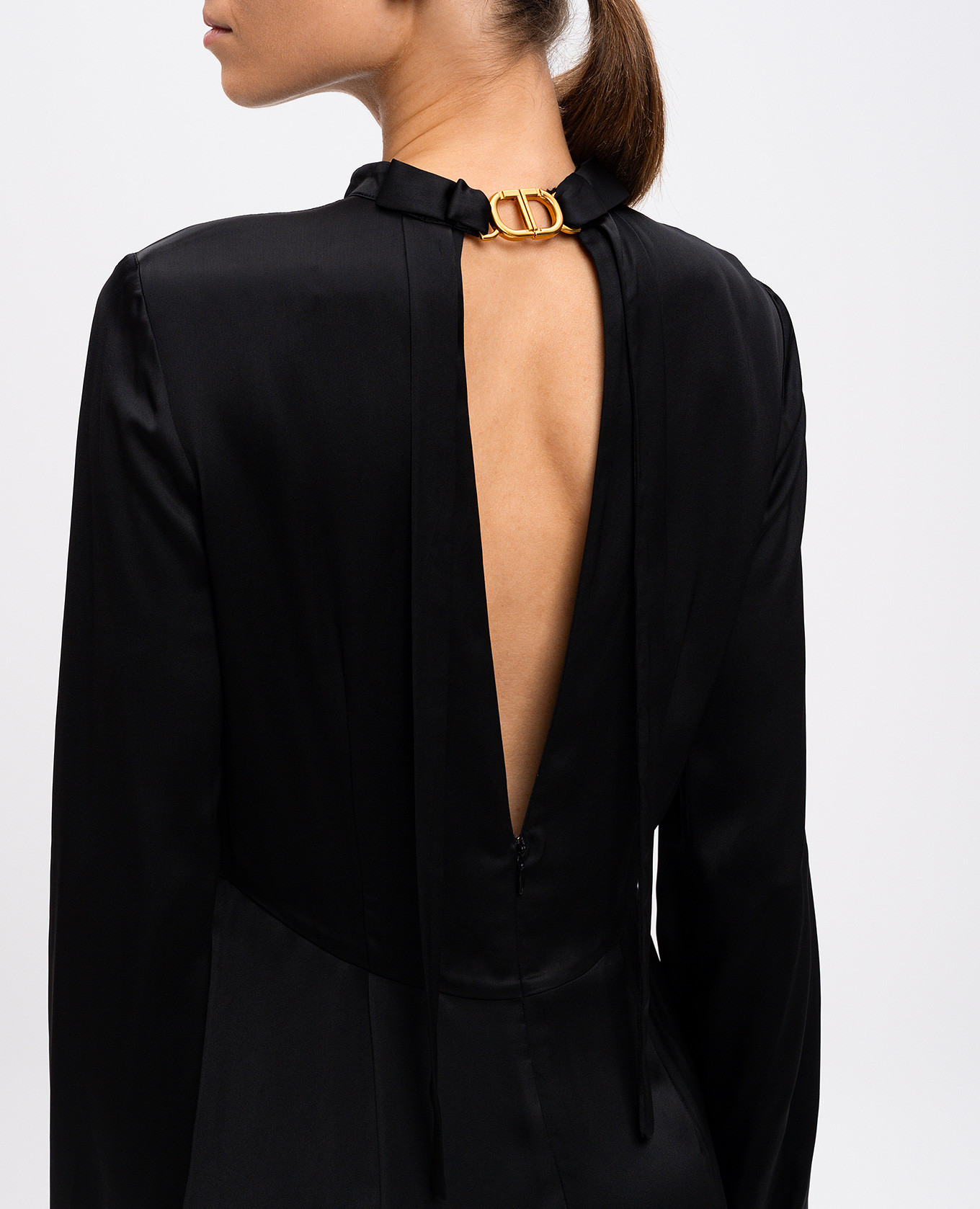 

Black midi dress with metallic Oval T logo Twinset